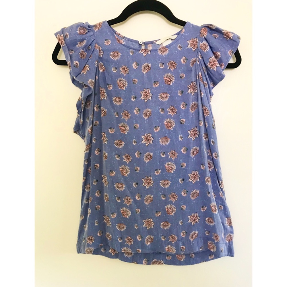 H&M blue pink floral blouse